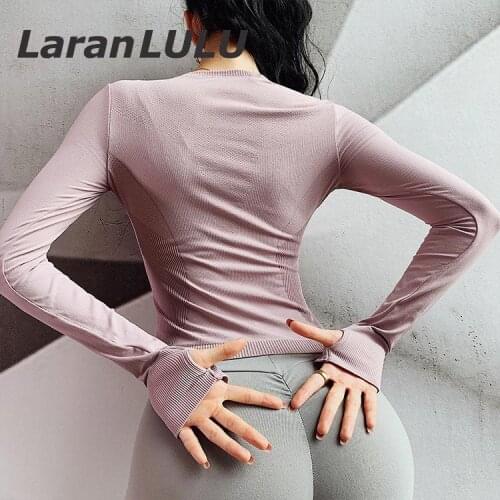 Womens Yoga Shirts With Thumb Holes Running T-shirt Compression Shirt Long Sleeves Fitness Tops Sportswear Workout Gym Tees
