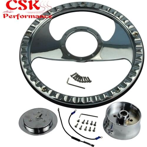 14" 9-Bolt Aluminum Half Wrap Steering Wheel+Horn Button & Adapter For G M CHEVY