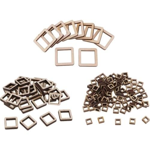 140x Blank Unfinished Wood Hollow Square Wooden Shapes Embellishment for DIY Craft Ornament Model Building 10mm 20mm 40mm