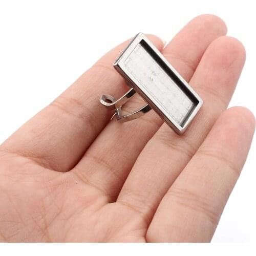 3pcs Stainless Steel Ring Sttings 10x25mm Rectangle Bezel Base Setting Fashion Cabochon Ring Tray Setting Ring Making
