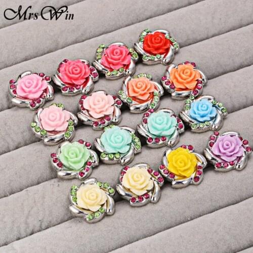 6pcs/lot New Fashion rose Jewelry for 18MM Snap Jewelry Vintage Buttons Alloy Snap fit Snap Bracelet