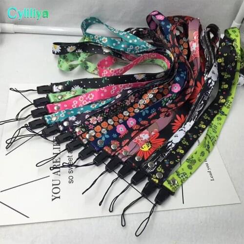 800pcs Colord Flower Lanyards Neck Strap For ID Card Badge Phone Hang Rope Lariat Lanyard keychain