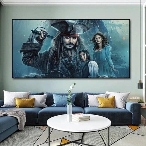 Disney Movie Pirates of The Caribbean Canvas Painting Abstract Posters and Prints Cartoon Wall Art Picture for Living Room Decor
