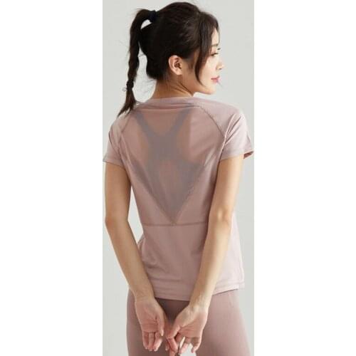 Women Blouses Summer Short-Sleeved Loose Mesh Stitching Solid Top Quick-Drying Fitness T-Shirt Running Yoga Clothes Sportswear