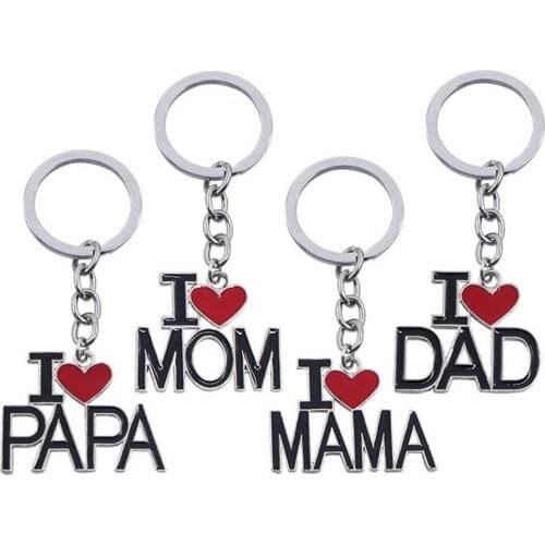 Family Mom Dad Keychains Metal Keyrings Mothers Day Father 's Day Gifts I Love Dad Papa Mom Mama Key Rings Family Party Jewelry
