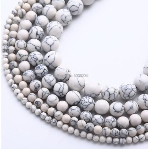 White Turquoises Natural Stone Loose Beads 4 6 8 10 12mm DIY Bracelet Necklace Beads for Jewelry Making Wholesale