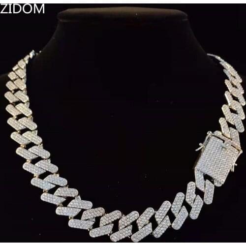 Men Hip Hop Chain Necklace High quality 20mm width Rhombus Cuban Chains Iced Out Bling Hiphop Necklace fashion Charm jewelry