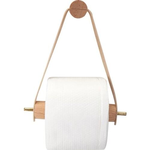 Wooden Rolled Toilet Paper Holder Bathroom Storage Paper Hand Towel Dispenser Toilet Tissue Paper Rack Bathroom Supplies