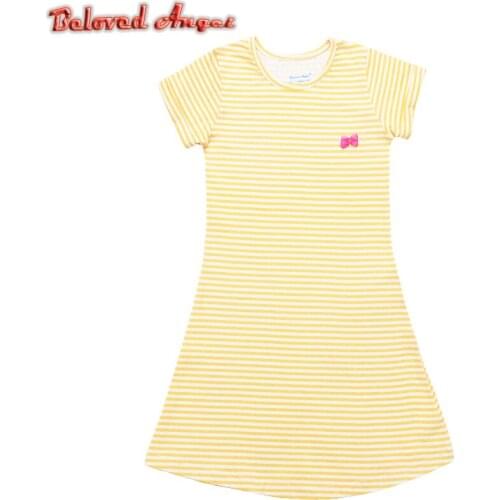 Beloved Angel 1-13 Year Girls Dresses 100% Cotton Summer Kids Fashion Style Princess Bowknot Dress Children Clothing Party Wear