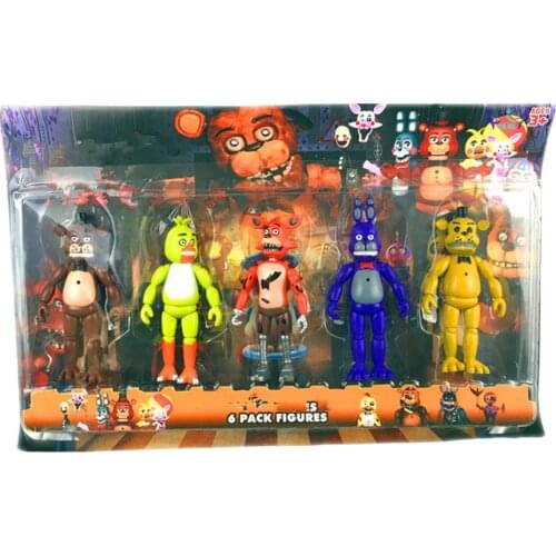 5pcs/set Five Nights Midnight Toy Bear FNAF 5.5" PVC Action Figure Toys Foxy Gold Chica Christmas gift FB184