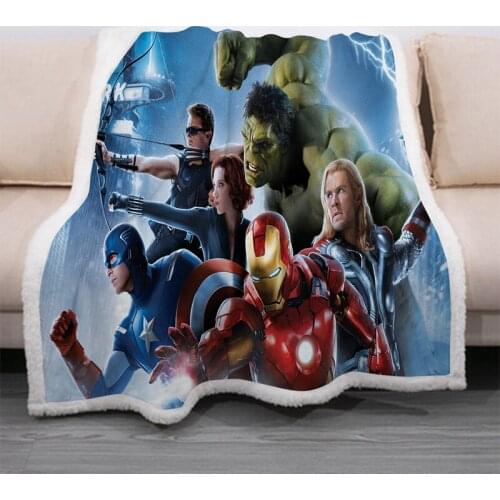 Fleece Blanket Avengers 3D Print Sherpa Sofa Couch Quilt Cover Travel Bedding Iron Man Hulk Velvet Throw Fleece Blanket