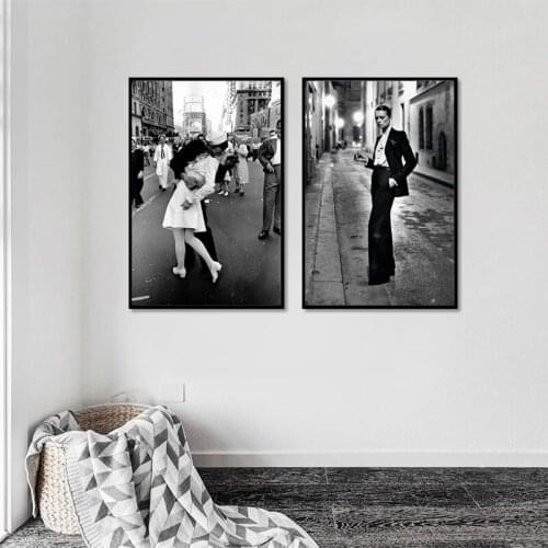 Retro New York Street Lover Kiss Canvas Painting Nordic Fashion Figure Painting Posters and Prints Wall Art Picture Home Decor