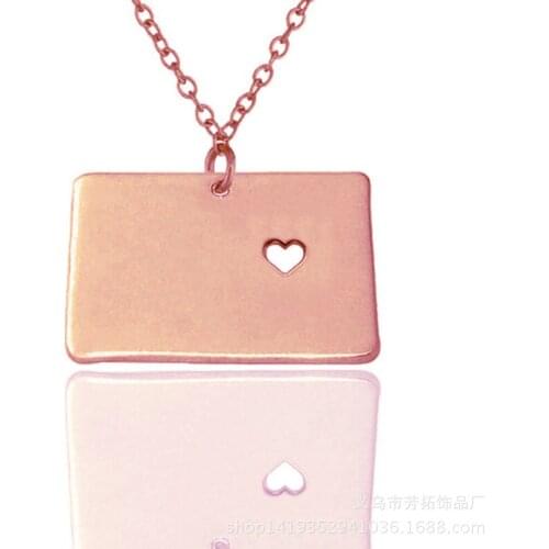 A hot new trend, a stainless steel pendant necklace from 50 states, Wyoming map