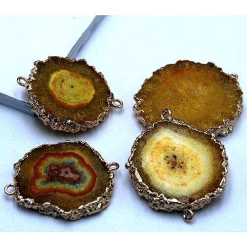 Natural stone gold chrysanthemum white agates Quartz crystal pendant for diy jewelry making necklace Accessories5PCS A3