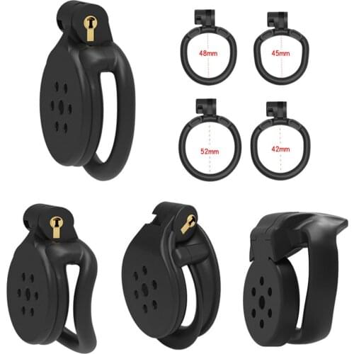 New Super Small Mamba Male Chastity Cage Device with 4 Penis Rings Cobra Cock Cage BDSM Bondage Adult Sex Toys For Men Gay