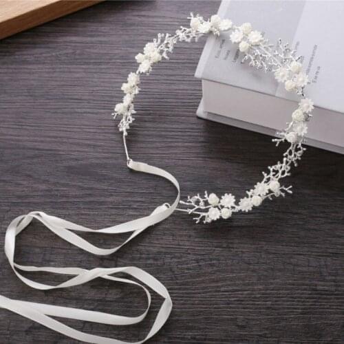 Bride Gold Silver Color White Flower Headbands wedding hair accessories Bridal Hair Vine Bohemian Headpiece Halo Hairband crown
