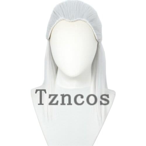 Tzncos Geralt Wig From The Witcher Silver White Slice Back Styled Synthetic Hair Cosplay Costume Wigs + Wig Cap