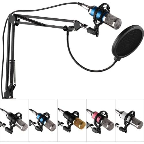 Professional Studio Recording Condenser Microphone Kit Windscreen/Shock Mount//Suspension Scissor Arm Stand/Mounting Clamp
