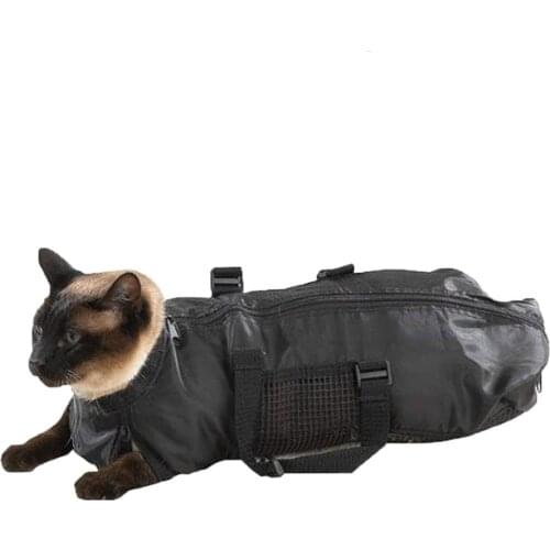 Adjustable Cat Grooming Bag Bathing Shower Mesh Bag Puppy Dog Cleaning Washing Bags Scratch & Biting Resisted for Nail Trimming