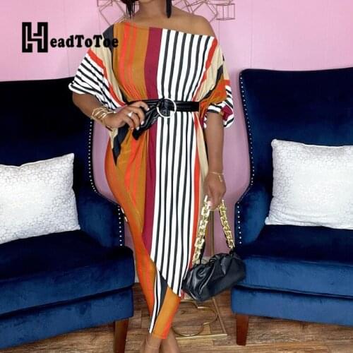 Chic Stripes Print Irregular Blouse Tops & Skinny Pants Set Women Casual Two Piece Set