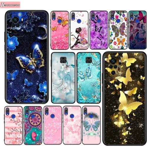 Butterfly Flower Mandala Silicone Cover For Xiaomi Redmi Note 10 10S 9 9S Pro Max 9T 8T 8 7 6 5 Pro 5A Phone Case