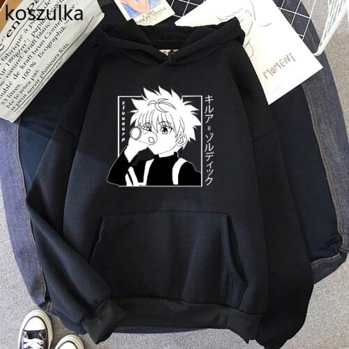 Japanese Anime Funny Killua Eyes Killua HxH Hoodies 2020 Winter Japan Style Hunter X Hunter Sweatshirts Streetwear for Women/men