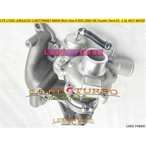 Turbo CT9 17201-33010 17201-33020 17201 33020 11657790867 Turbocharger for BMW Mini One D R50 For TOYOTA Yaris W17 NLP20 1.4L