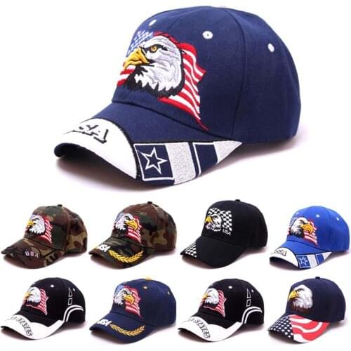 Unisex 3D Eagle Embroidered Baseball Cap American Flag Cap Sun Visor Cotton USA Curved Brim Sun Hat Camouflage Hat
