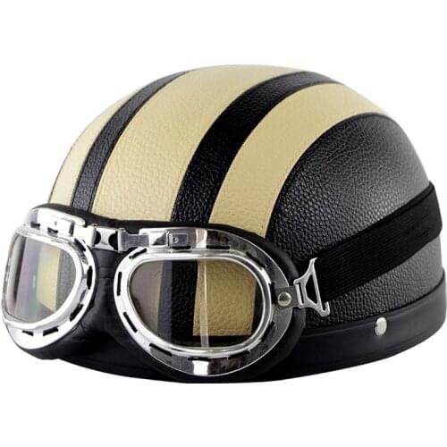 Vintage Half Face Motorcycle Helmet Retro German Kask Cafe Racer Scooter Cruiser Capacete approved