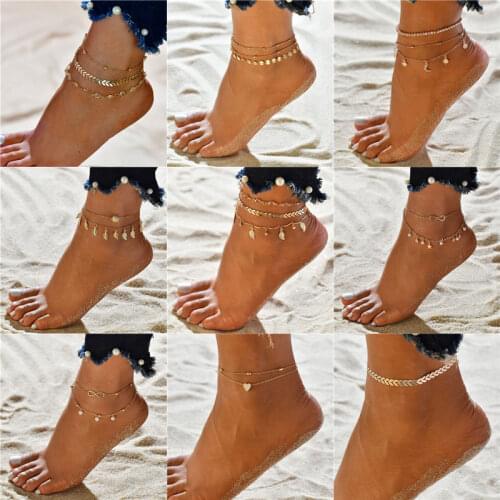 Vintage Beach Foot Anklet For Women Bohemian Female Anklets Summer Bracelet On the leg Jewelry