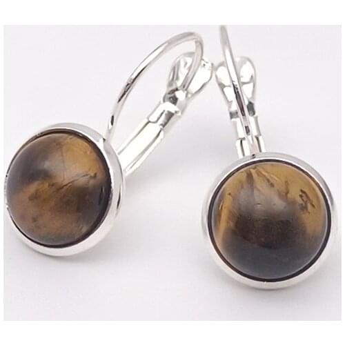 10MM 12mm Tiger Eye Stone Earrings Environmental Protection Charms Earring for Women Fashion Jewelry