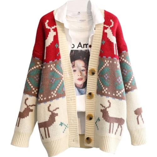 2021 Winter New Women Cardigans Sweater Korean Fashion Tops Casual Long Sleeve Jacquard Knitwear Jacket Female Cardigans G1288