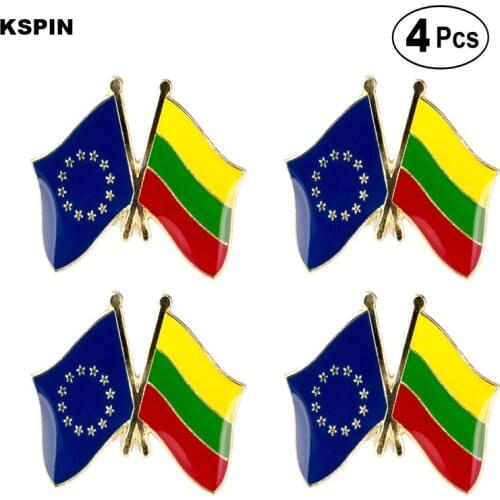 EU & Lithuania Friendship Flag Pin Lapel Pin Badge Brooch Icons 4pcs