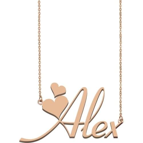 Gold Name Alex Name Necklace Stainless Steel Custom for Women Girls Best Friends Birthday Wedding Christmas Mother Days Gift