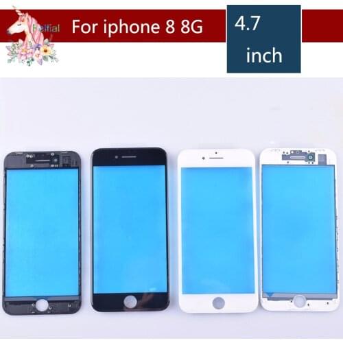 10pcs/lot For iPhone 8 8G Touch Screen Digitizer Lens Front glass LCD panel with frame bezel for iphone8 8g LCD External GLASS