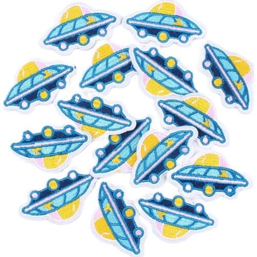 10pcs/lot Embroidered Cartoon spacecraft Patch Iron On Sew On Clothing Stickers DIY Patchwork Garments Jeans Coats Motif Badge