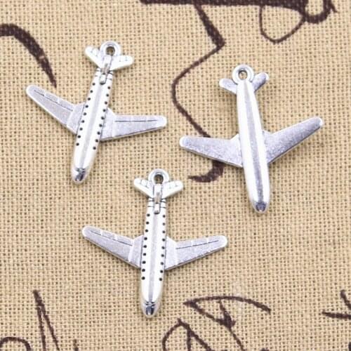15pcs Charms passenger plane airplane 26x25mm Antique Silver Color Pendants DIY Crafts Making Findings Handmade Tibetan Jewelry
