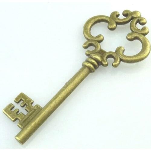 2pcs 69*29.5*5mm Antique Bronze Flower Key Charm Pendant for DIY Necklace Handmade Craft Jewelry Making 16337