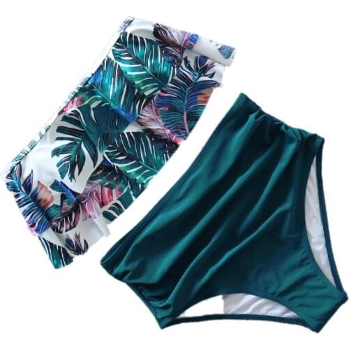 2021 New Sexy Bikinis Women Swimsuit High Waist Bathing Suit Plus Size Swimwear Push Up Bikini Set Vintage Beach Wear Biquini