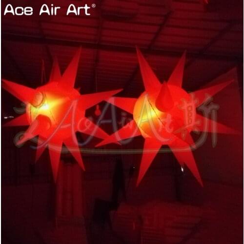 4 Pcs 1.2m hanging inflatable lighting stars decoration,inflatable LED star with cone for club party or stage decoration