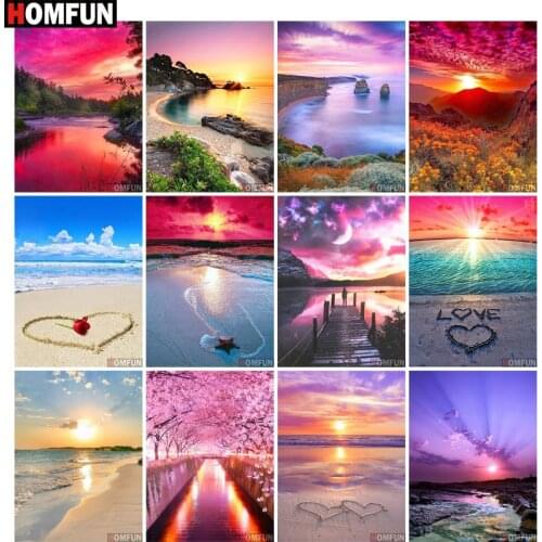 HOMFUN Diamond Painting Full Square/Round Drill 5D DIY "Landscape Sea" Daimond Embroidery Rhinestone Cross Stitch Decor