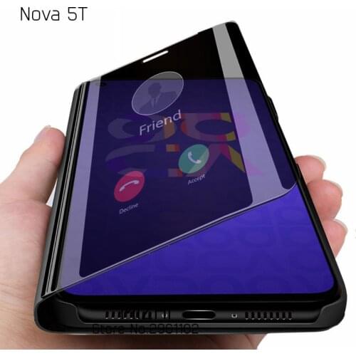 For huawei nova 5t case smart mirror view case for huawei nova5t stand phone cover on huwei nova 5 t yal-l41 shockproof coque