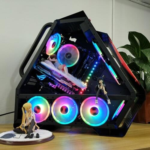 Coolmoon LED Case Fan 12V 4Pin+3Pin PC Chassis Cooling RGB Fan Quiet Computer Case CPU Cooler and Radiator For 120mm PC Case