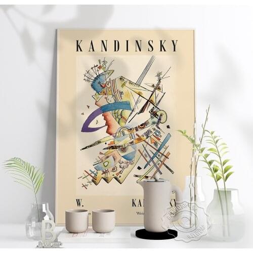 Colored Drawing Wassily Kandinsky Geometry Stereo Poster, Kandinsky Exhibition Art Prints, Abstract Vintage Wall Art Home Decor