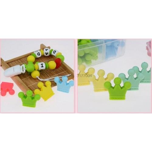 DHL 1000pcs Food Grade Crown Silicone Beads for Making Baby Teething Necklace Accessories BPA Free Molar Baby Teether