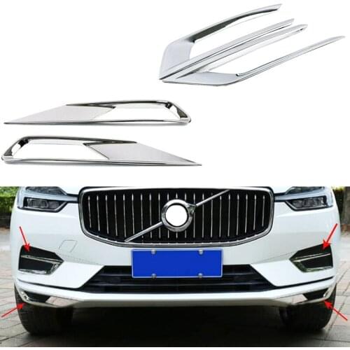 For Volvo XC60 2018 2019 2020 ABS Chrome Front Fog Light Lamp Cover Lamp Frame Auto Accessories Styling