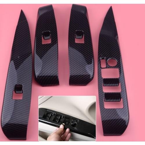 DWCX 4pcs Car Carbon Fiber ABS Door Window Lift Switch Button Cover Trim Panel Fit For Toyota Camry 2018