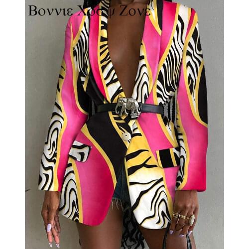 Zebra Stripe Print Shawl Collar Flap Detail Single Button Blazer Turn-down Collar Elegant Abstract Graphic Work Coat
