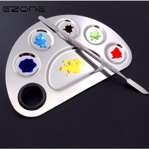 EZONE 1PC Metal Painting Palette For Acrylic Makeup Palette Watercolor Oil Painting Easy To Clean Art Supply Material Escolar