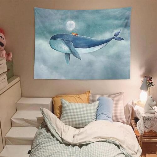 Background Hanging Tapestries Decor Large Area Whale Pattern Multifunctional Sofa Cover Picnic Blanket Simple Modern Valance